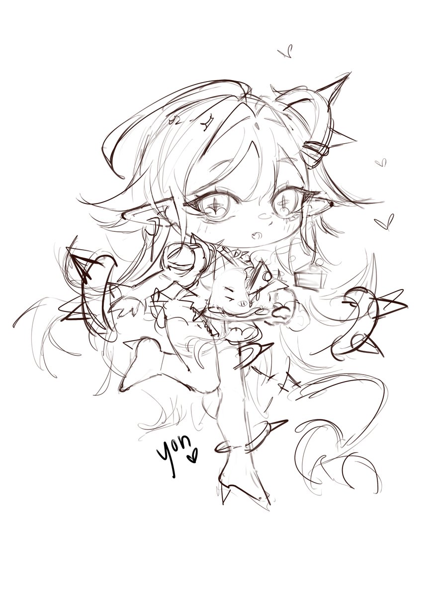 I had so much fun to sketch this chibi of myself, i can't wait to color this 🥲✨🖤