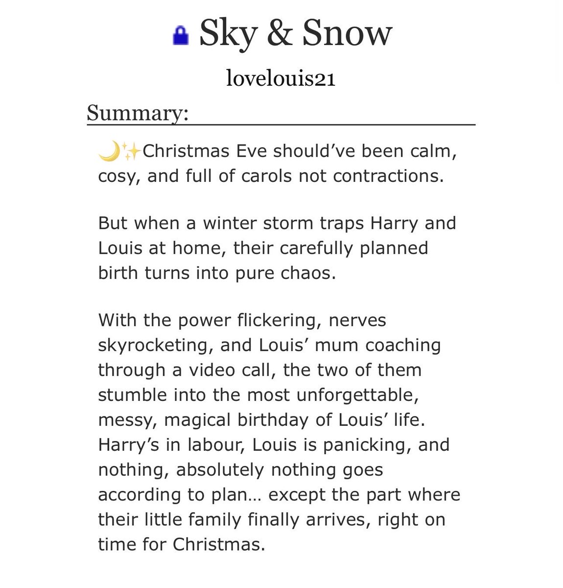 helikesavocado's tweet image. Louis getting the best birthday gift ever 
Sky and snow ❄️ 

archiveofourown.org/works/64465756…