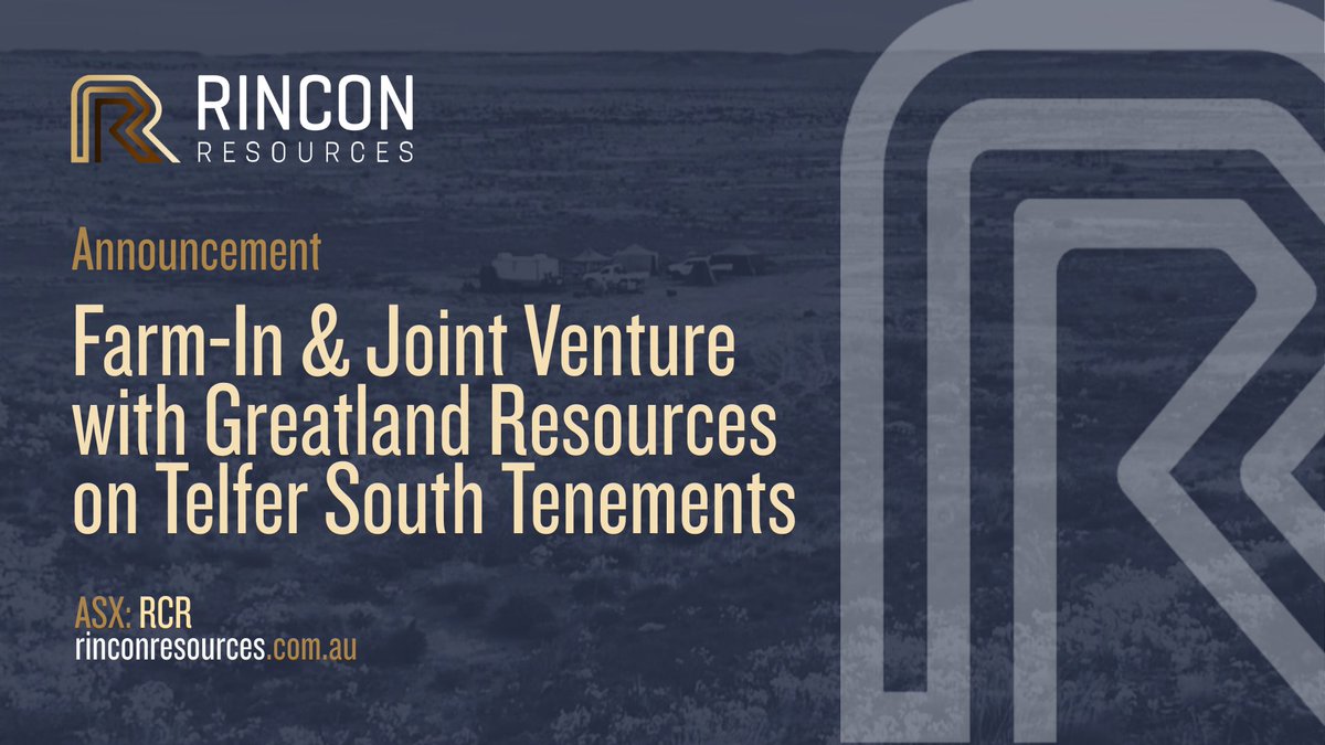 RinconResources's tweet image. Rincon Resources (ASX: $RCR) signs Farm-In &amp;amp; JV with @Greatland_GGP at Telfer South. Greatland can earn 51% with $2m spend, up to 75% to decision to mine. Hasties Main &amp;amp; SE remain 100% Rincon. Potential toll treatment at Telfer.

Read 🔗bit.ly/48Pt9Gs

#Gold #ASX $GGP