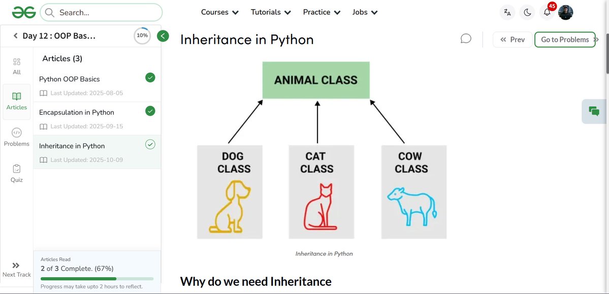 amanhaidry's tweet image. #Python from @geeksforgeeks 🚀
⇒ Pathlib Module
⇒ Directory Management
⇒ OOPS Basics
⇒ Encapsulation
⇒ Inheritance

#365DaysOfCode #pythonprogramming #GeeksforGeeks #gfg #nationskillup #skillupwithgfg #365DaysOfCoding #Winterarc #LearnInPublic #codingjourney #Coding