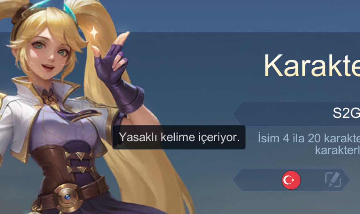 Şu salak mlbb S2G yasaklı kelimelere almış nicki tagı nasıl ala bilirim?