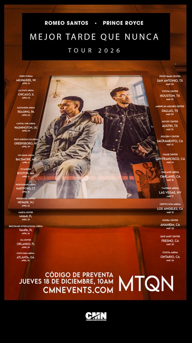 PrinceRoyce's tweet photo. Pre-venta mañana a las 10AM! Codigo: MTQN 🧡

https://t.co/6bbKfMVqlC https://t.co/aaRlwvsD9K
