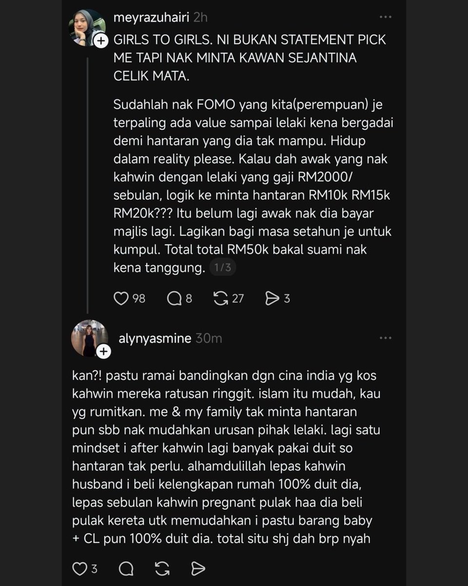 twitmarhaen's tweet photo. Dua orang wanita yang sudah berkahwin, dah tahu realiti hidup. Mad respect. 💕💕 https://t.co/oljoxiGYpO