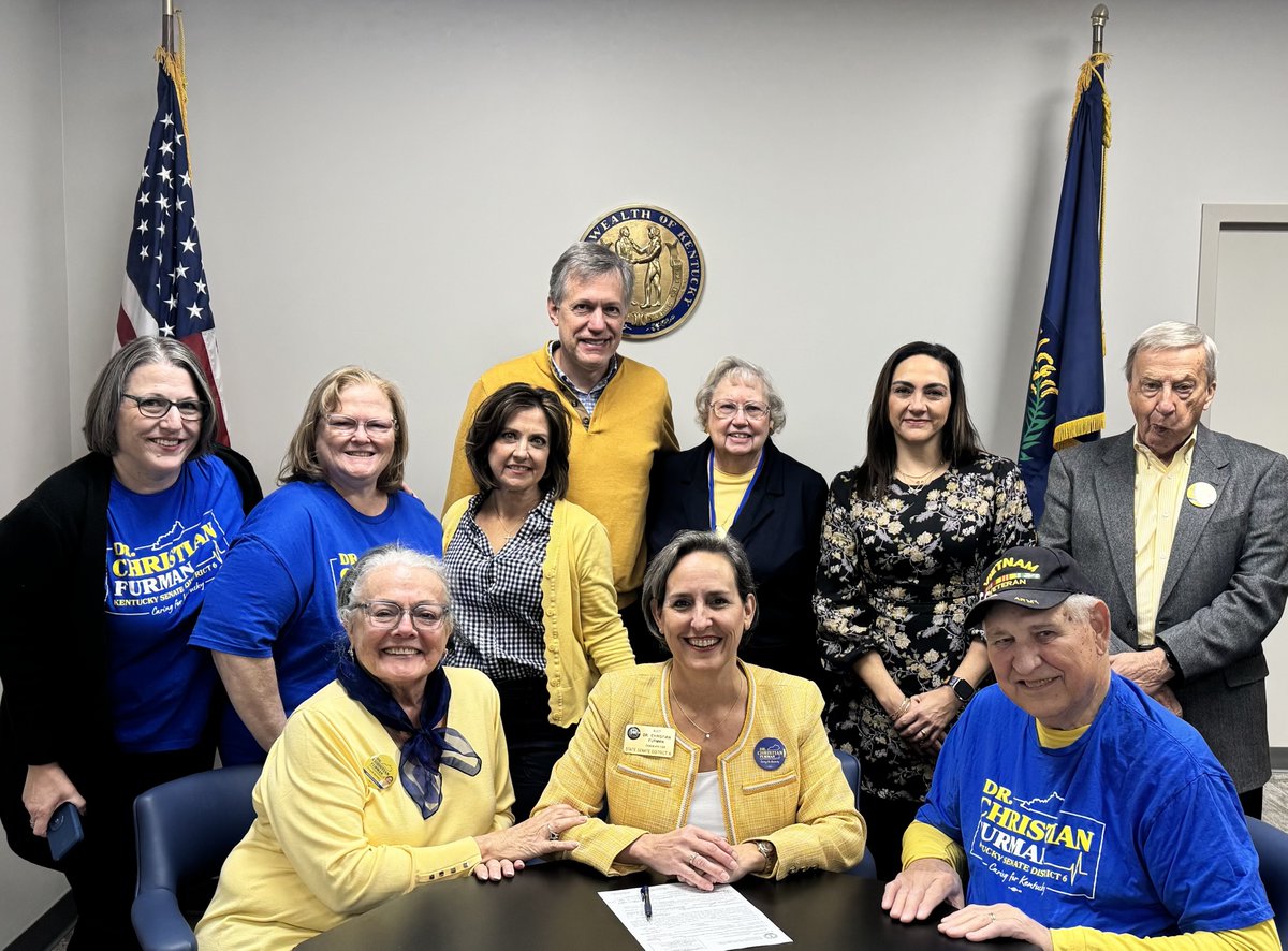 christianforky's tweet photo. Exciting news - we're officially on the ballot! Together with our family and friends, Dean and I traveled to Frankfort to file my candidacy to serve as your next State Senator for District 6. This moment would not be possible without the encouragement, love, and support so many of you have provided.

In the months ahead, we'll connect with our neighbors across District 6 to hear how we can care for them and their families, and how they want our next State Senator to care for Kentucky.

We're 85% of the way to our fundraising goal for the year, and would love your support to start 2026 in the strongest position possible to win the primary in May and the general election next November: https://t.co/rltuCFiq8k