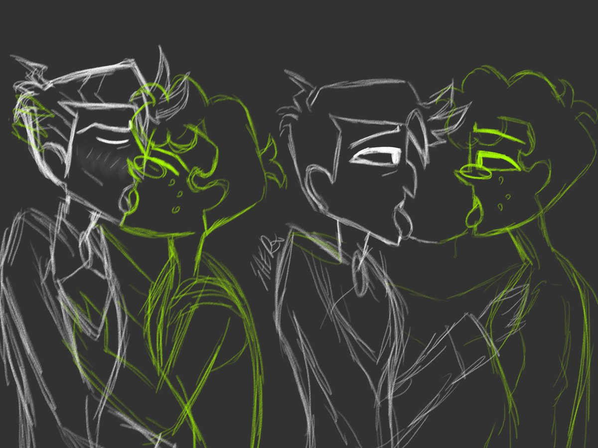 Just_Simp_Sher's tweet photo. WIP‼️‼️‼️
It's kinda crusty ik, just trust the process, old men kissing is my fav thing to draw ngl.....

#wip #HazbinHotel #murdermedia #RadioStatic #Alastor #Vox https://t.co/o07hptIDlb