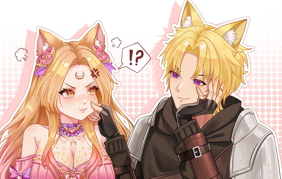 The_LalaLeah's tweet photo. “Who said you could pinch my cheek?” 😠 
Fanart of my character and @rxndown 

Art by @Mik0rinmoe https://t.co/0HoWTvsj38