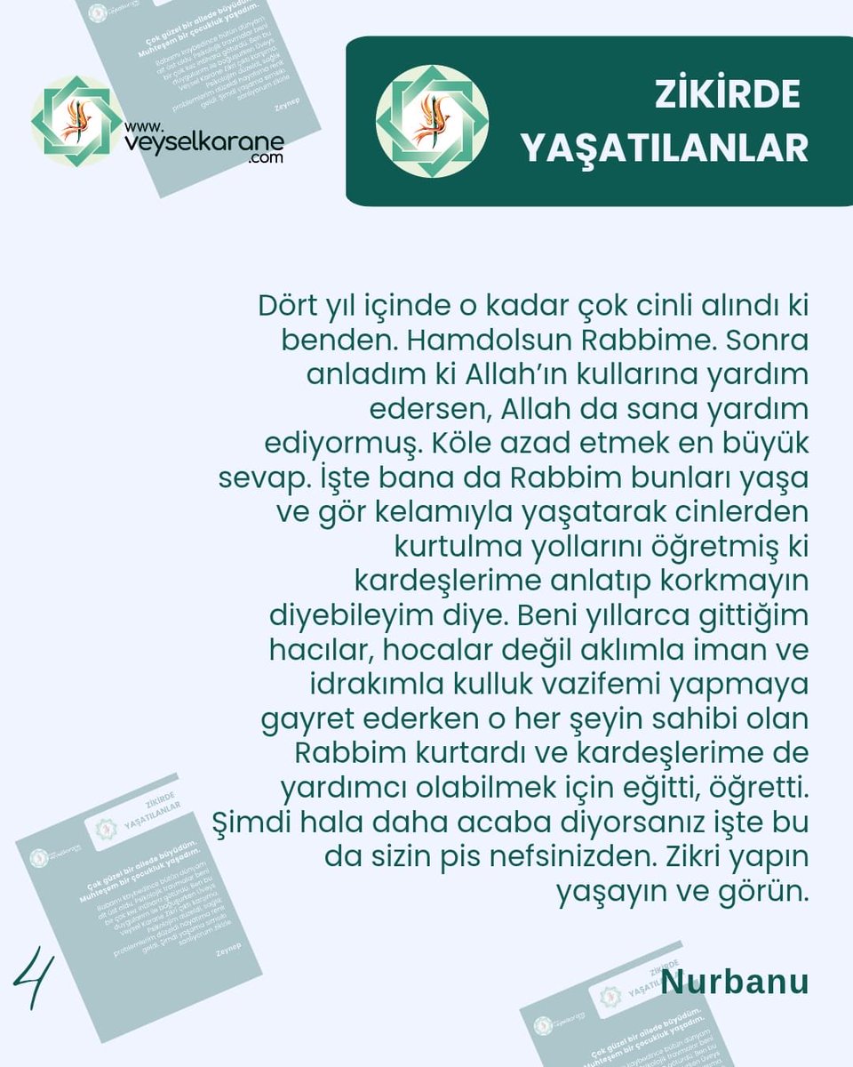 “Lâ ilâhe illallah benim kalemdir. Lâ ilâhe illallah söyleyen kaleme sığınır.

Camiu's Sağır 3694

<a href="/veyselkarane/">veyselkarane</a>
Üveys Veysel Karane Zikri'ni Yaşamanız Gerekir!
Yaşa ve Gör!
veyselkarane.com