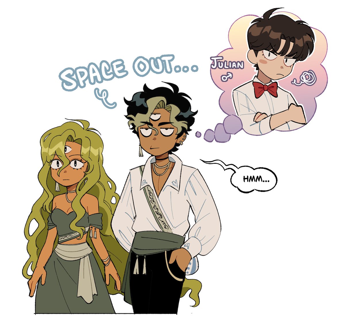 Sn077SJ's tweet photo. sahejul week day 4: genderbend NOT RIGHT NOW MOM HE’S THINKING ABOUT TWINK JULIA 🩷💜💙
#MARIONETTA #sahejulweek2025 #sahejul https://t.co/XOtOM4Tiyo
