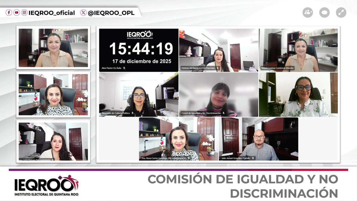 Reunión de trabajo encabezada por la Consejera <a href="/Mai_C/">Maisie Lorena Contreras</a>, para analizar el Presupuesto Basado en Resultados (PBR) del ejercicio fiscal 2026, correspondiente a la Comisión de Igualdad y No Discriminación del IEQROO.
facebook.com/share/p/17FyqL…