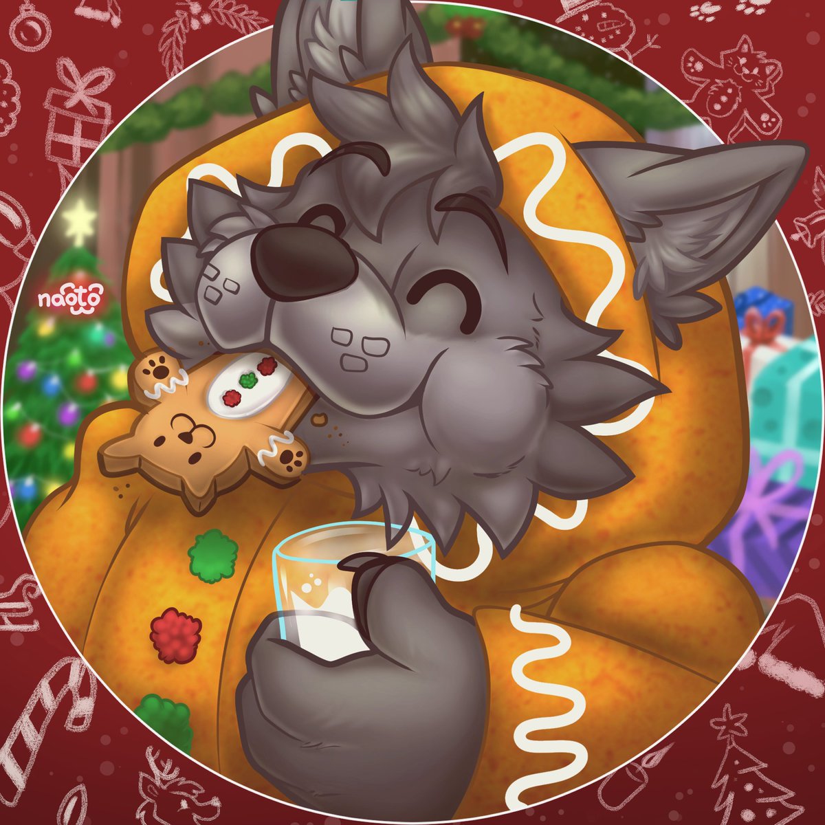 Christmas Coming!

Made by  <a href="/naotouniverse/">Naoto 🌟🐼</a> 

#furryartwork #furry #Christmas #Christmas2025  #gingerbreadcookies #gingerbread #wolf #furryart #Cookie #milk #kigurumi