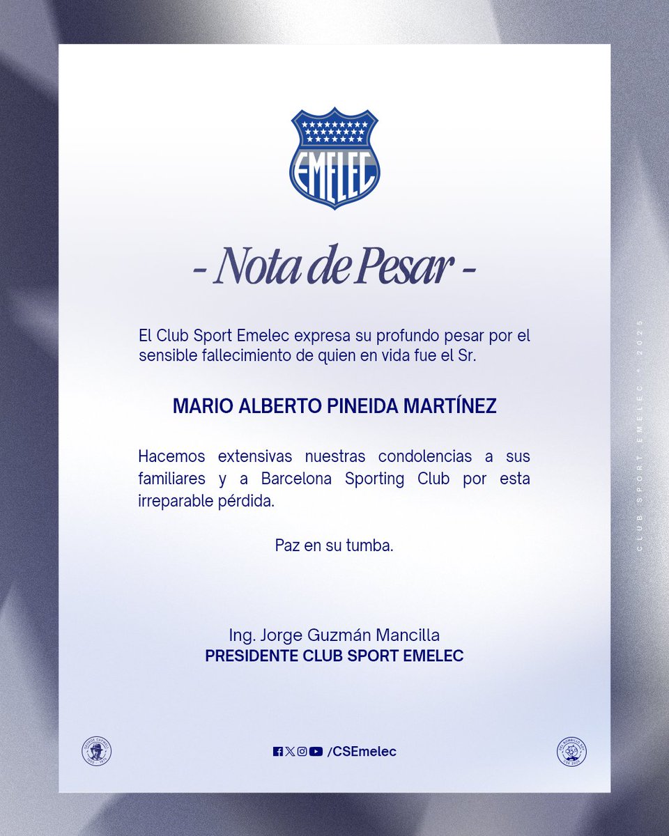 CSEmelec's tweet image. Nota de pesar🕊️