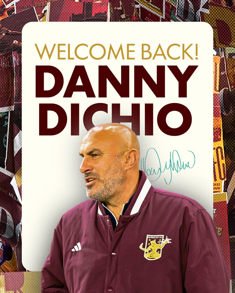 DetroitCityFC's tweet photo. Coach Danny is here to stay 🫡

We've agreed to a new contract with Head Coach Danny Dichio!

Details: https://t.co/0Yv4eGzpyo https://t.co/30BZoLNTh0