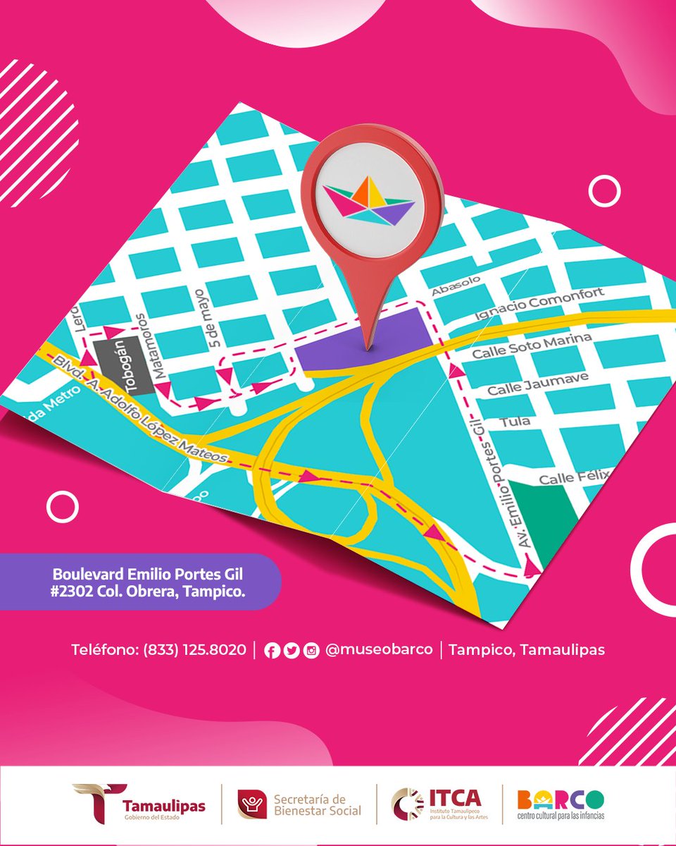¡Tu lugar favorito de arte y cultura para las infancias está aquí!
Consulta nuestros horarios, ubicación y precios.
¡Visítanos este #findesemanaBARCO!

#BARCOCultural #Tampico #TamaulipasEsCultura