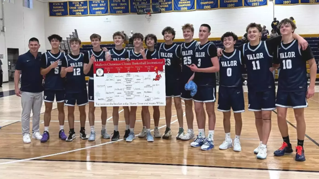 DrakeB_hoops's tweet photo. Proud of our team's effort in winning the Mullen Christmas Classic tournament.  Honored to be named to the All-Tournament team. @govalorbbball  @PrepHoopsCO @Bball_CO @Elevationbball https://t.co/VUY1vr8eVS