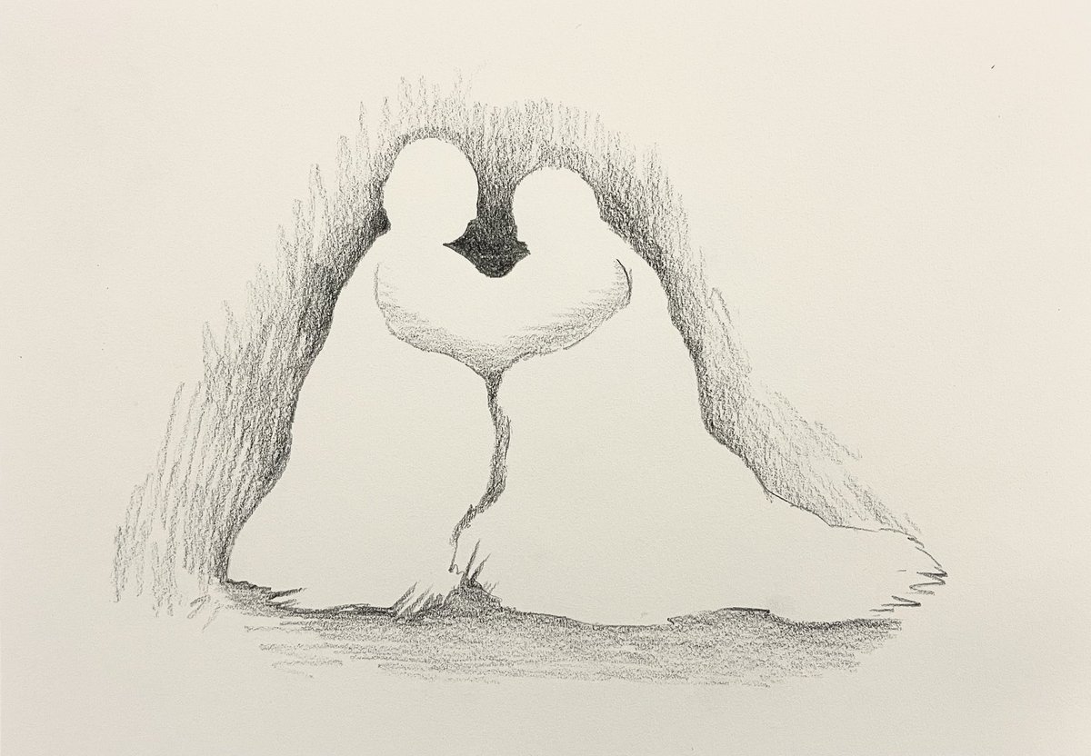 yellowvalleys's tweet photo. 「鳥取の布団」のヘブンさんのスケッチが、板に貼られています。これは、その絵です。怪談は“怖がらせる話”というより、人の心の輪郭を読み解くための物語だと思っています。だから今回は、おそろしさではなく、寄り添う兄弟の「影」のような気配として表現しました。#ばけばけ #ばけばけ絵 https://t.co/9lCEZYJD5K