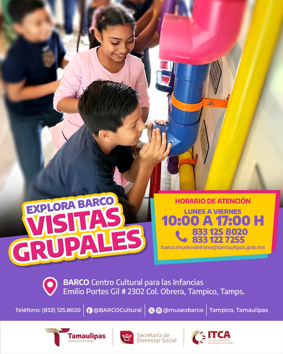 ¡El conocimiento está a la vista! ¿Eres profesor y te gustaría reforzar tus clases de manera divertida?
Trae a tu grupo a vivir una experiencia personalizada en BARCO.
Martes a domingo | 10:00 a 18:00 h
Programa tu visita grupal vía inbox o al 8331258020
#BARCOCultural