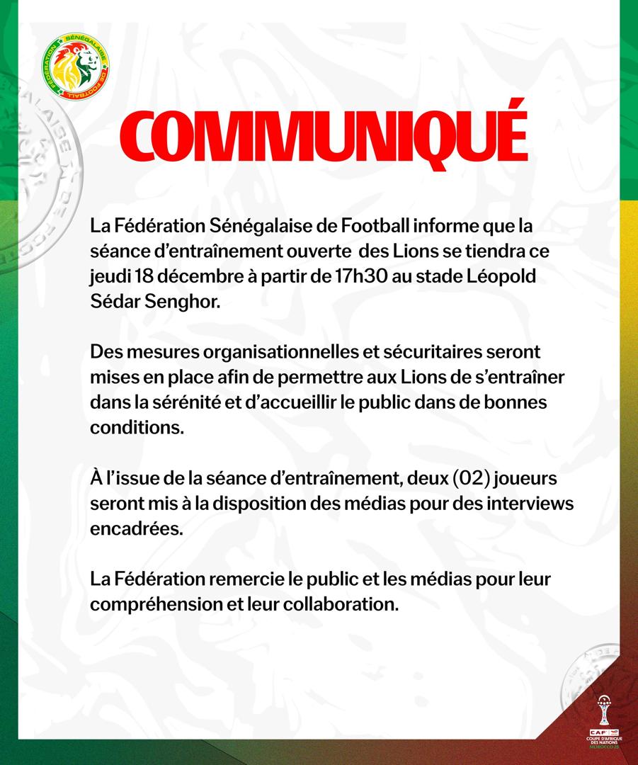 Séance d'entrainement ouverte au stade Léopold Sédar Senghor la <a href="/Fsfofficielle/">FSF</a>  prendre des dipositions organisationelles et sécuritaires.