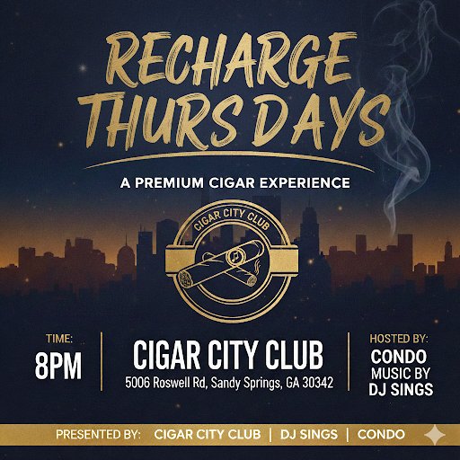 CONDOISHIM's tweet photo. Tomorrow night. Come get the energy recharge you need! @CigarCityClub 8pm-12am! This one will be special! See yall at the groove! https://t.co/mXlUZiGyJO