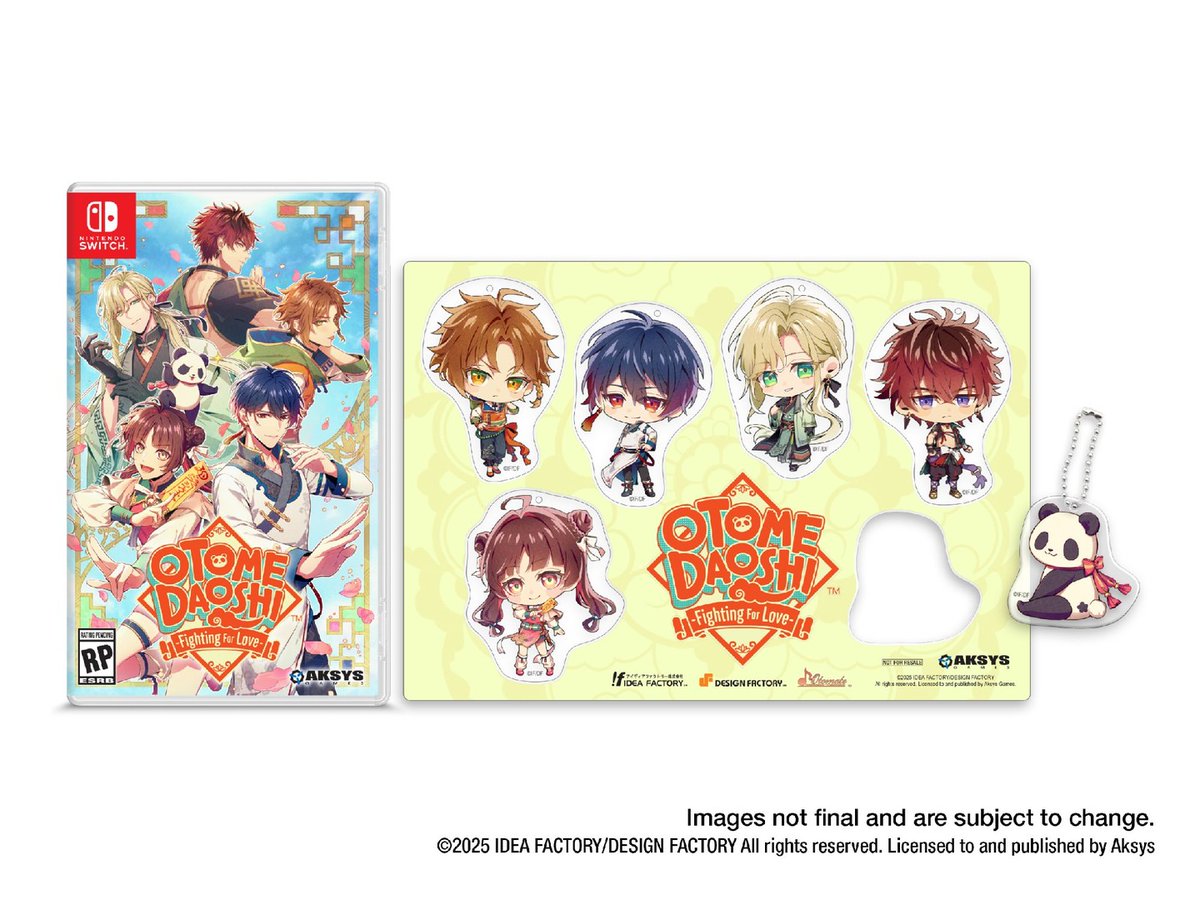 Team up with your fiercest rivals to protect the kingdom!

Otome Daoshi -Fighting for Love-, an action-packed martial arts-themed otome adventure comes to NSW 3/26/26! 

The Online Exclusive Edition features a set of 6 keychains, only on the Aksys Store.
Pre-Order now: