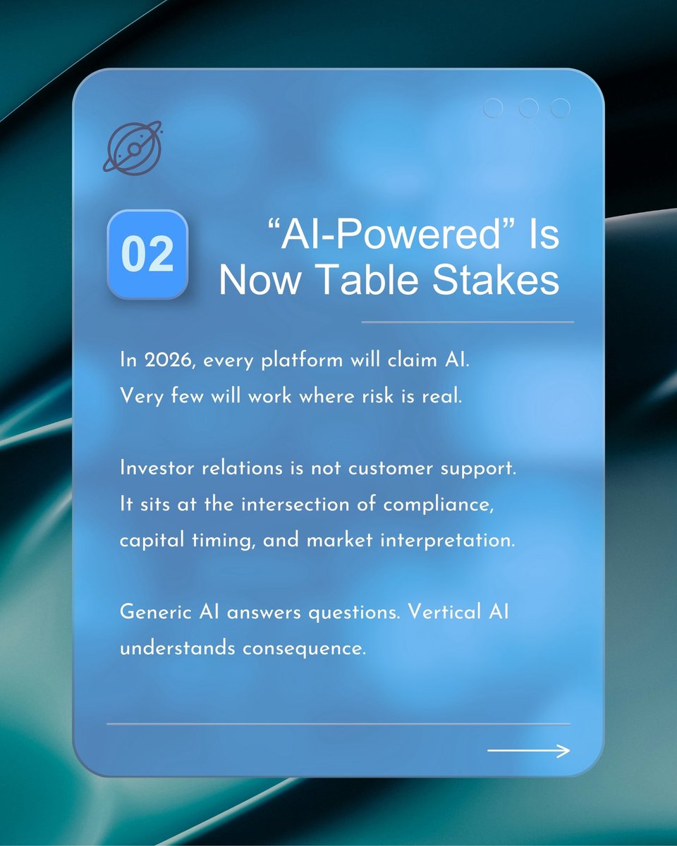 orbitonapp's tweet photo. Vertical AI isn’t a trend.
It’s how investor relations will scale without sacrificing trust or control. https://t.co/yiiQqBHs6e