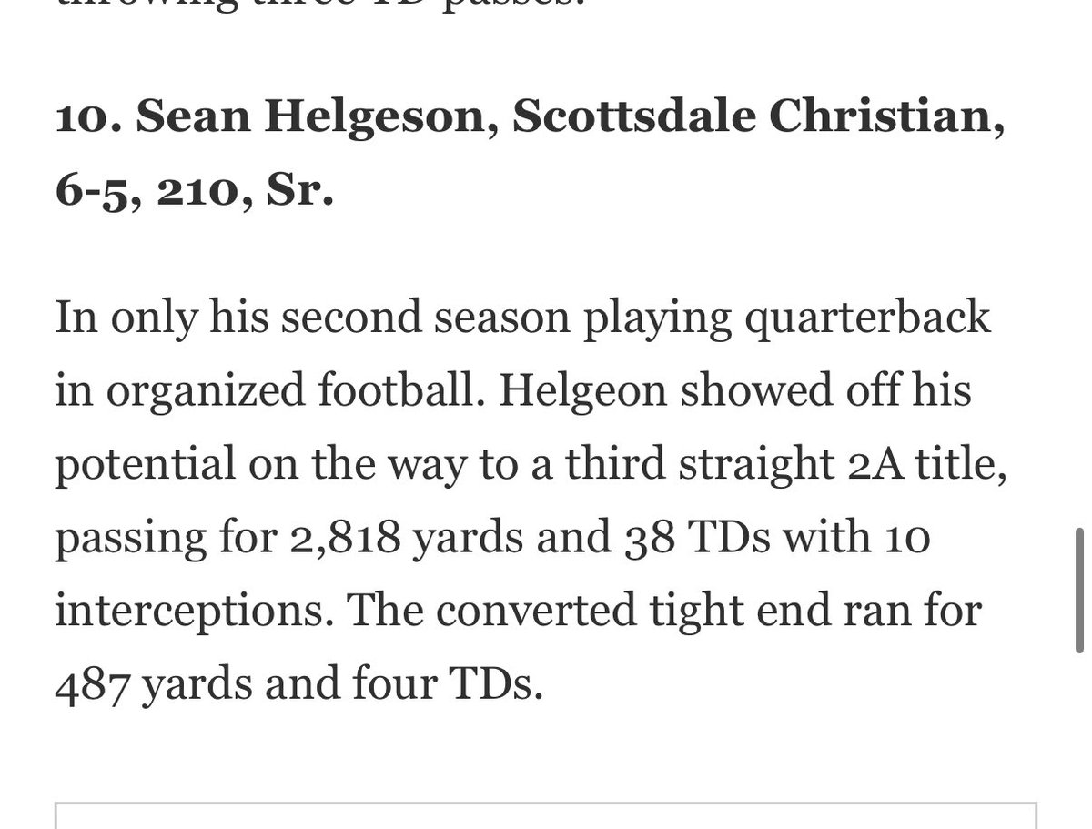 MikeSheahan122's tweet image. @SeanHelg4 congrats man! This is a big state with a lot of QBs. Job. Well. Done.