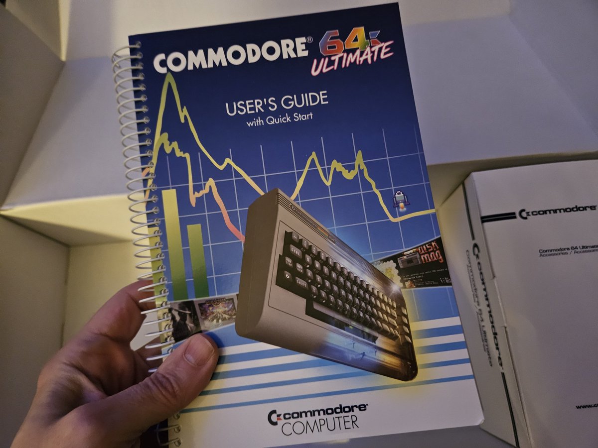 StripesbyNW's tweet photo. Thank you @commodoreofcl for bringing back a piece of my childhood! The unboxing alone, was worth it. Thoughtful packaging, cassette tape &amp; the spiral-bound user guide was nostalgia overload and i haven’t even booted it up. #Commodore64Ultimate #Commodore64 #C64 https://t.co/NcG8pnilJ4