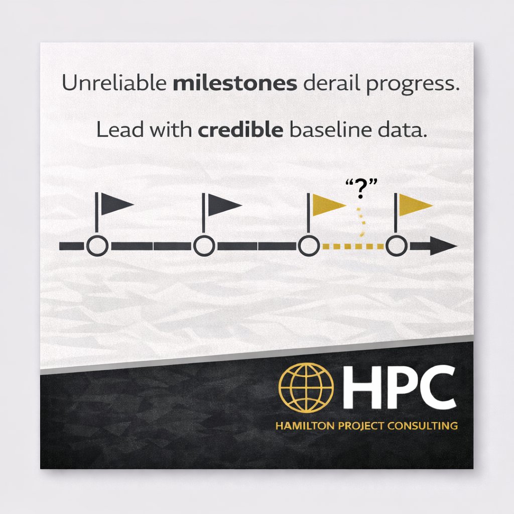 HPC_PM's tweet photo. Without trust in your baseline, milestones become bluffs

Guesswork isn’t progress

Use real data to lead real conversations

Check us out at https://t.co/USpp8vQzTQ

#BaselineManagement #ProjectControls #ExecutionClarity #HPCmethodology https://t.co/I115seiF5i