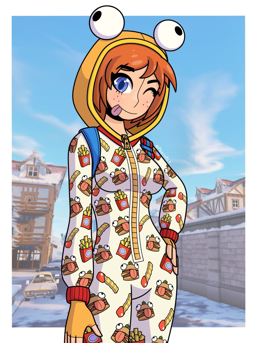 Onesie is an expert at staying warm in these temperatures and being cute! 🍔💝

#FortniteArt #フォートナイトイラスト #Fortnite