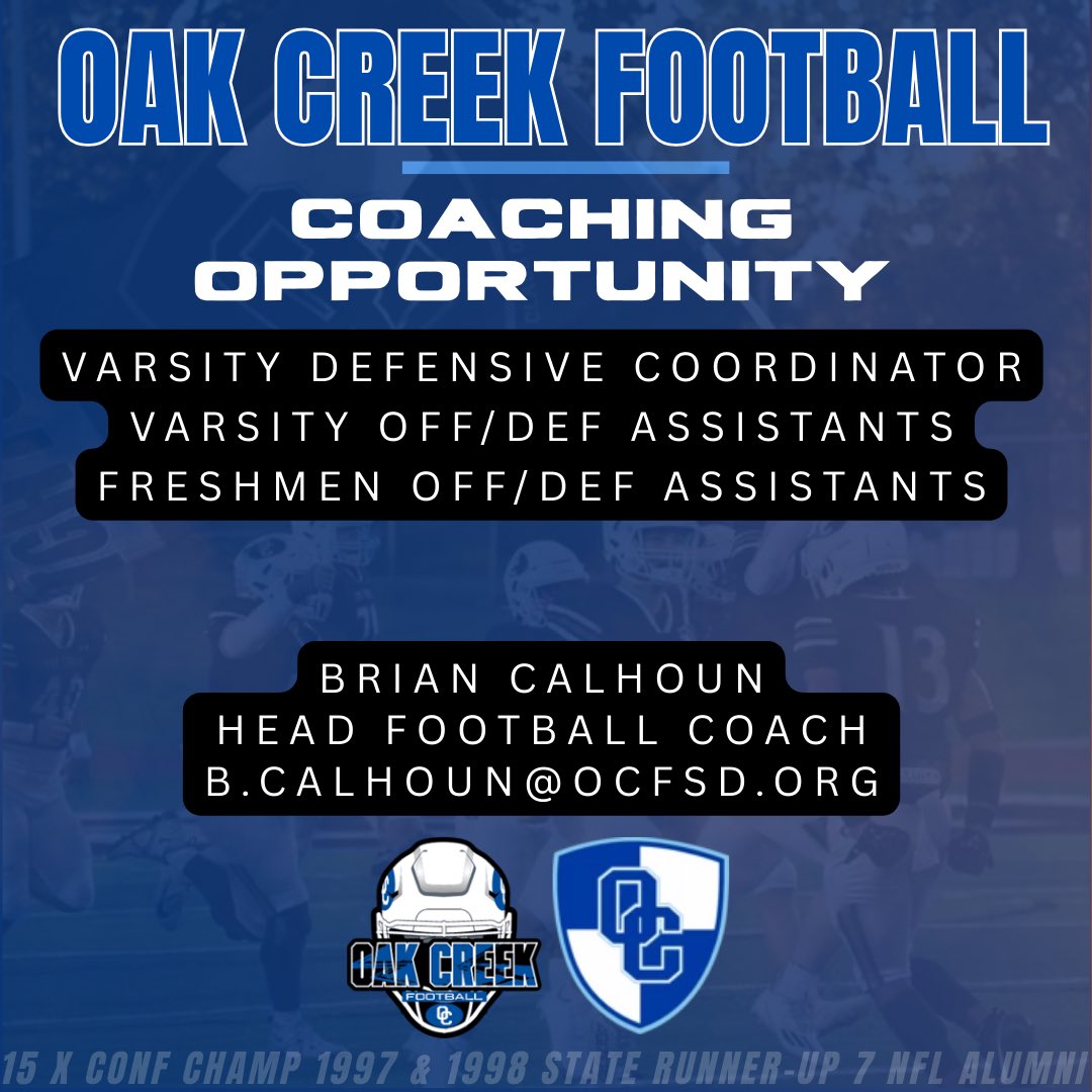 brian_calhoun2's tweet image. Attention high school football coaches

@OC_KnightsFB is looking for impactful coaches to join the staff for the 2026 season. Please reach out to me for any questions. #knightmare #wisfb