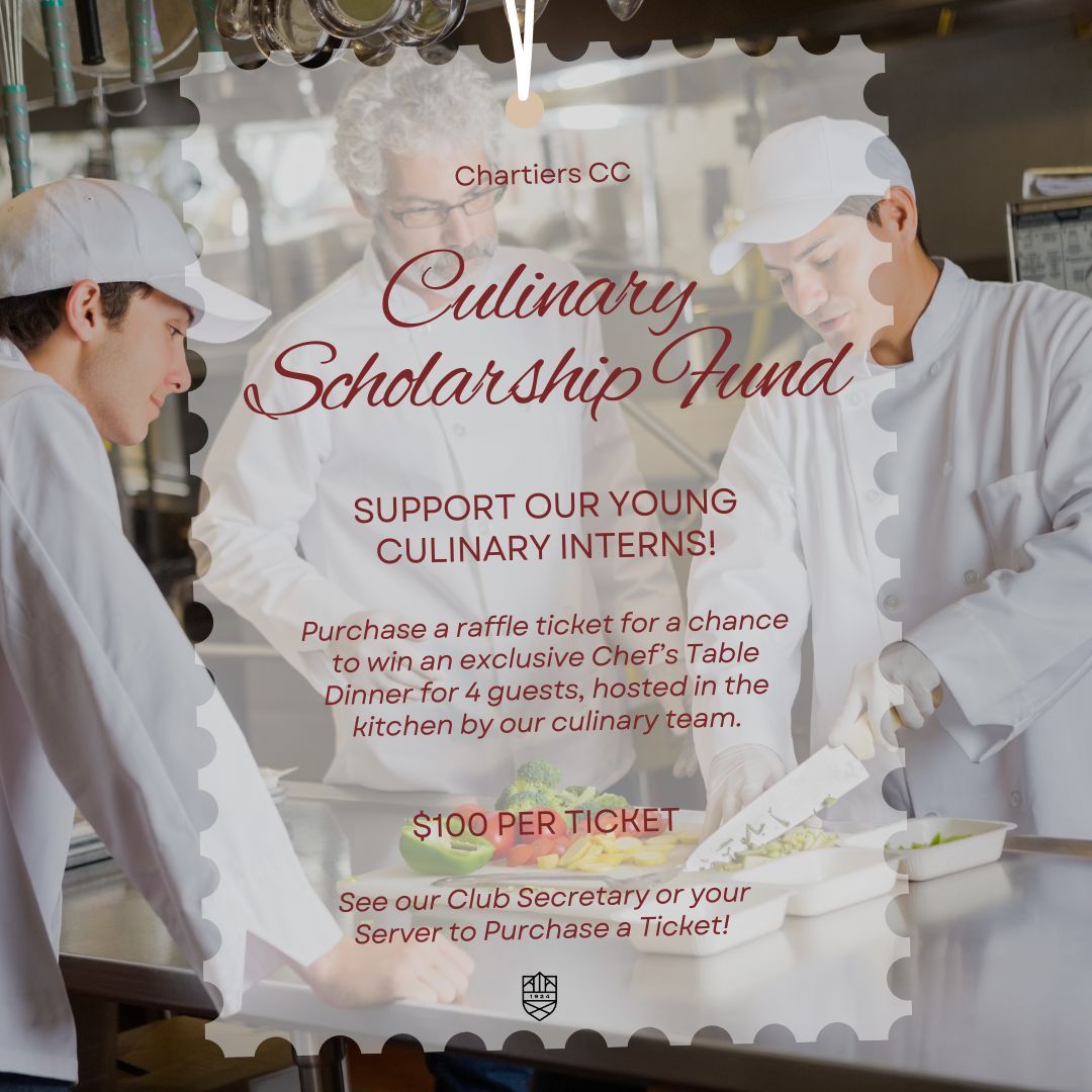 chartierscc's tweet image. 🎟️ Support Our Culinary Interns!
Purchase a raffle ticket for your chance to win an exclusive Chef’s Table Dinner for 4 in the Kitchen! 🍽️✨ Every ticket helps support the growth and education of our aspiring young culinary professionals. Get yours today!