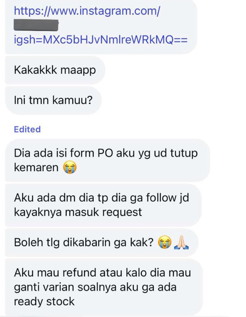 Pernah jastip sama org ini, dan aku salah karna ngga baca tgl closed PO. Dia nyariin aku ke org lain yg dia kenal dan mutualan jg sm aku grgr blm respon DMnya dlm 20mnt 😂 chat ke cust lebih arogan dibanding ke mutualnya.

     ke Customer               ke Mutualnya