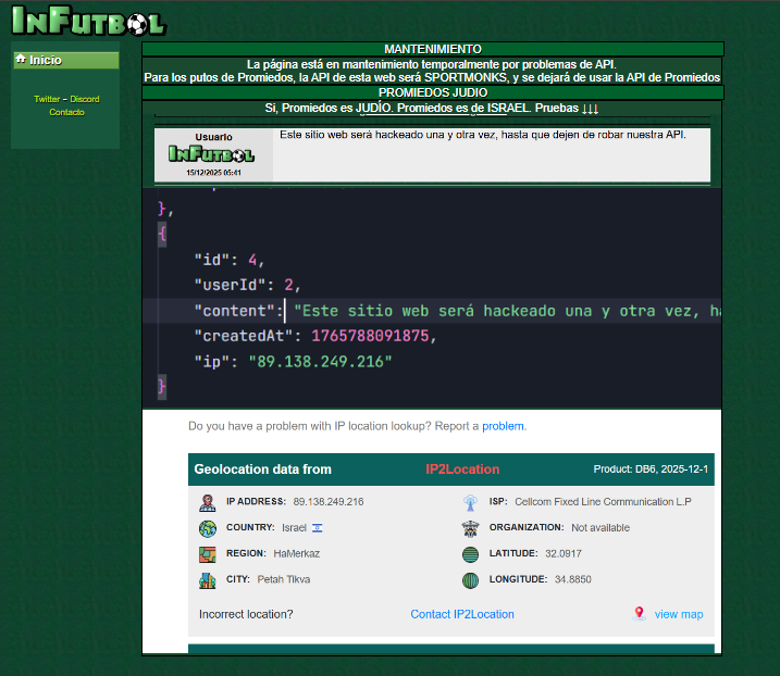 No me quedó claro lo que InFutbol opina de Promiedos...