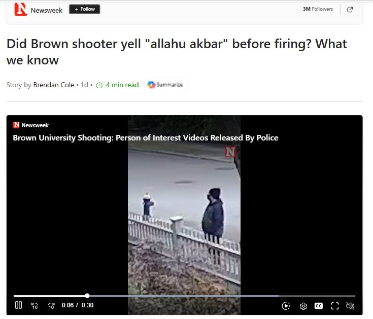 JewsFightBack's tweet photo. Brown University did not simply mishandle an incident.
It engineered silence so complete that not a single student dared to break it.

A conservative student leader was assassinated on Brown’s campus.
The attacker shouted “Allahu Akbar.”

And yet there is nothing.

Not one video.
Not one shelter in place clip.
Not one classroom recording.
Not one hallway account.
Not one student willing to say, this is what I saw.

That level of silence does not happen organically.
It is manufactured.
It is trained.
It is enforced through fear of social, academic, and professional punishment.

Brown does not need explicit threats.
It has spent years teaching students which truths are permitted, which facts are dangerous, and which narratives will get you ostracized or quietly destroyed.

Students understand the rules.

So they complied.
Perfectly.

A place where students are afraid to document reality is no longer a school.
A place where truth is subordinate to ideology has forfeited its legitimacy.

Shut it down.
Pull accreditation.
Freeze funding.
Remove leadership.

Now.
@FBI