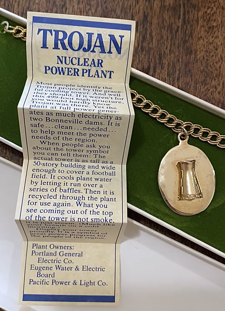 radioactivered's tweet image. One of my fave jewelry finds ever, Trojan Nuclear Power Plant Bracelet! ☢️🎀 #nuclear #powerplant