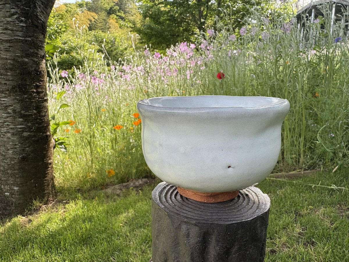 初瀬松緑窯、大和潔造の萩茶碗です。 陶印有り、箱はございません。 ぽ