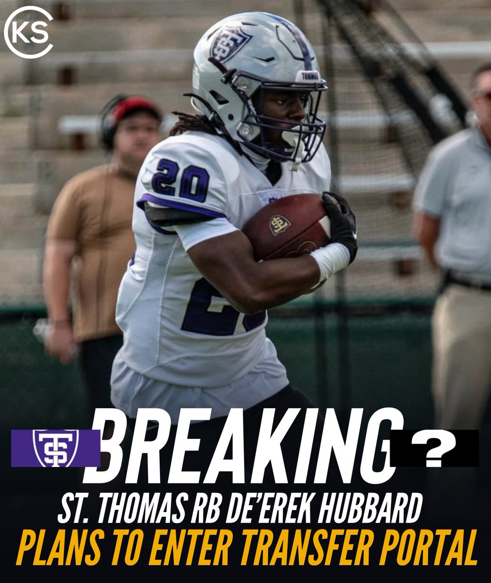 BREAKING: St. Thomas RB De’erek Hubbard plans to enter the transfer portal.

Hubbard, listed at 5’8”, 180 pounds, appeared in four games this season, totaling 15 carries for 53 yards (3.5 YPC) with a long of 11. The Derby native will have 3 years of eligibility remaining.