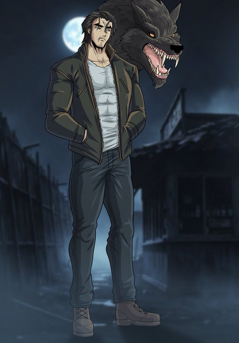 I wanted to make a werewolf protagonist so this is what came to mind. Blake Harlan. I plan for this to take place in the same world of NUMH. So that being said that means he’s not like Vanya a half cursed werewolf, he is fully cursed and feasts on humans but he has the ability to