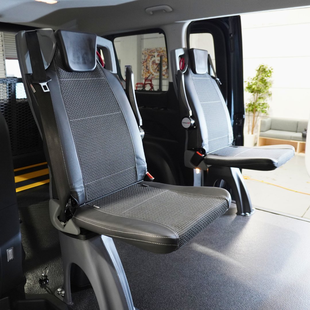 MobilityEng's tweet image. Fresh off the workshop floor! 

Our latest Hyundai Staria conversion is all about accessibility and comfort: featuring a rear-entry platform lift, a Dahl docking station for secure wheelchair seating, and versatile Triflex Seats for flexible travel.