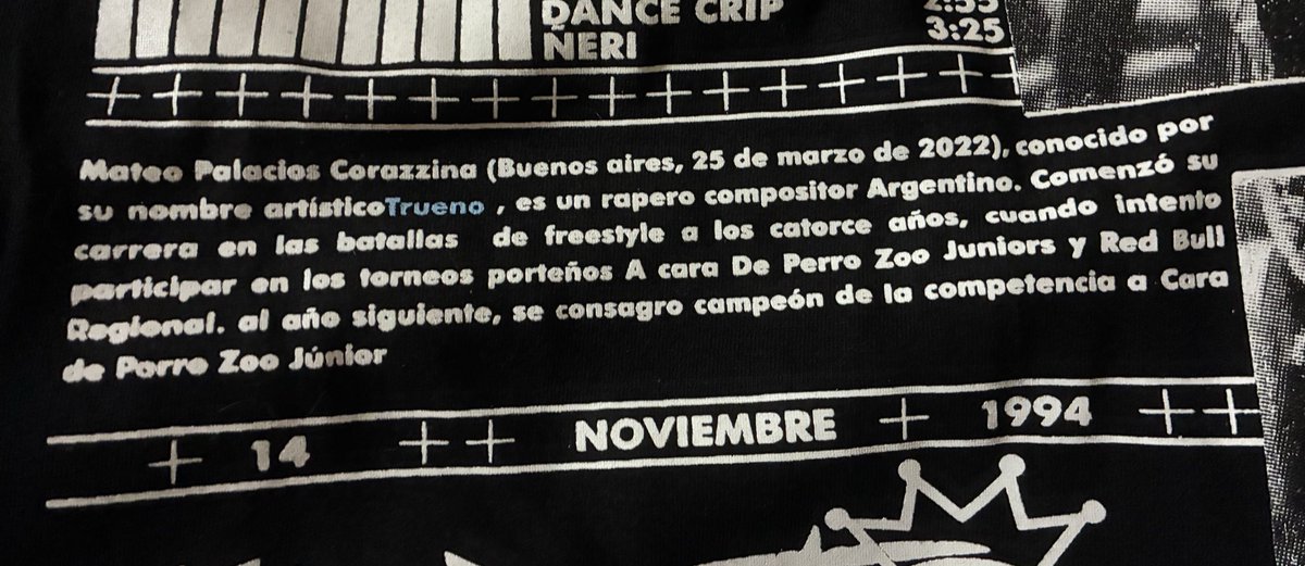 Mi hermano me regalo una remera de mateo, la descripción: (parece que trueno tiene 3 años nomas)