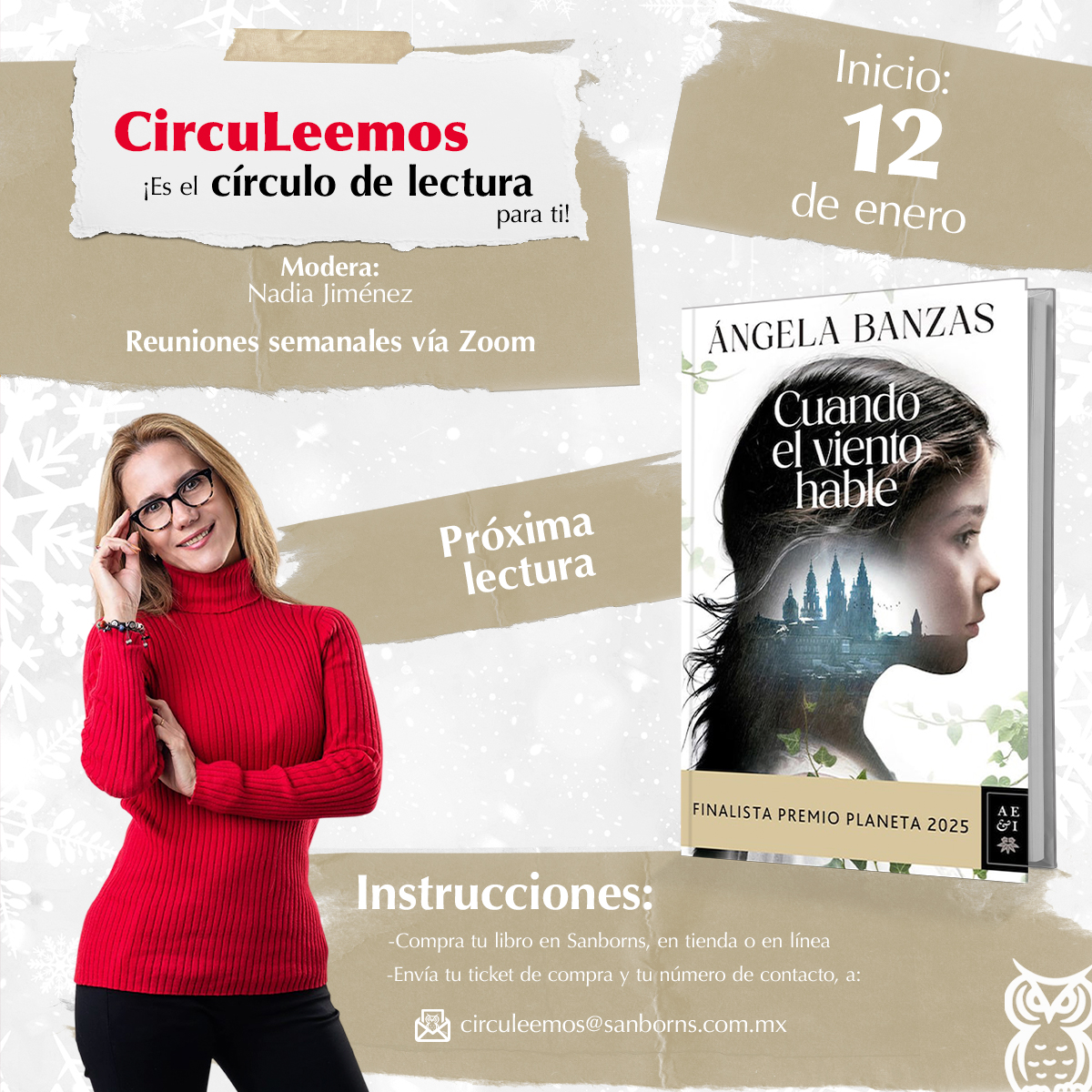 solosanborns's tweet photo. Participa en nuestro próximo club de lectura virtual #CIRCULEEMOS y acompáñanos a leer: "Cuando el viento hable" de Ángela Banzas, una novela ambientada en la Galicia rural de la posguerra, donde los secretos familiares, la imaginación y la memoria se entrelazan para resistir al silencio. 📚 https://t.co/oVwCZWuabX 

👇 Inscríbete siguiendo los dos sencillos pasos. 👇

📆 La lectura comienza el 12 de enero, con sesiones semanales para compartir reflexiones, emociones y hallazgos.

¡Te esperamos! 🌬️📚