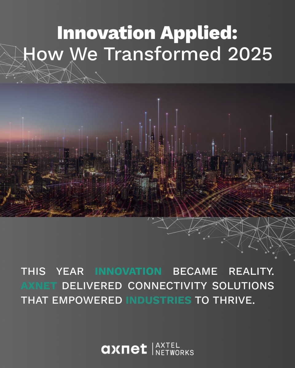 AxtelNetworks's tweet photo. 2025 was transformative. Axnet’s agile solutions empowered industries to thrive in a digital-first world. 

👉 Explore the future: https://t.co/YHBrD9uef9 

#Connectivity #TechInnovation https://t.co/EB3xOXq2GM