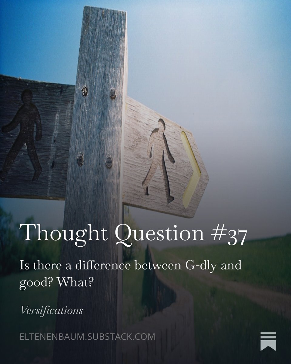 New Thought Question!
The difference between good and G-dly.
eltenenbaum.substack.com/p/thought-ques…
