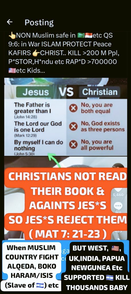 Bad_Follow_SYIA's tweet photo. @MSBix @josephMuztich Jesus Return= Islam Win
Chat GPT: Allah=Father =Yhwh Not Jesus 👉https://t.co/Dh2ubyT8IA
Only believers will enter paradise
https://t.co/ds3APGRMTY

https://t.co/m92fhCOPvR
Quran: Islam Will Win

  when Jesus Return https://t.co/01VL5BzlRE
