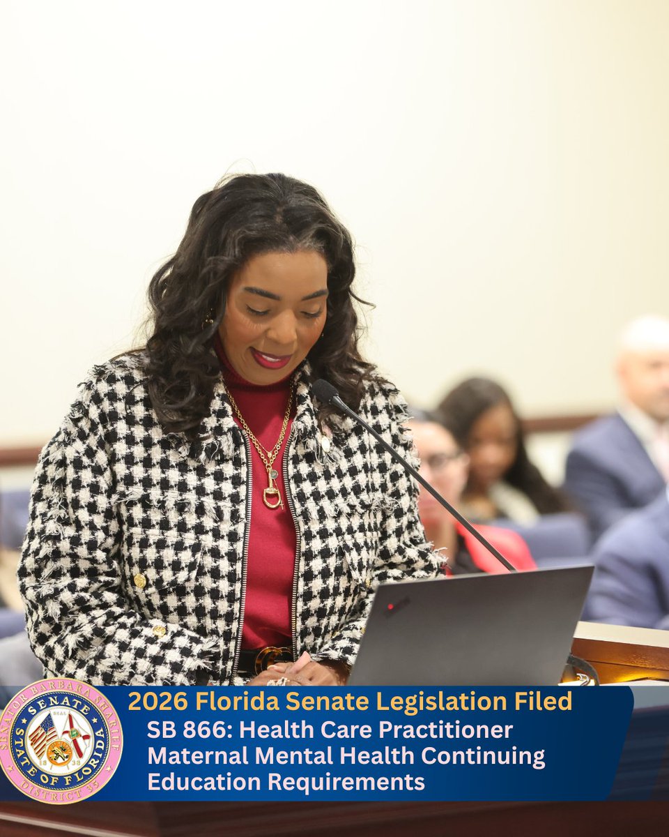 Barbarasharief's tweet photo. I’ve filed SB 866 to strengthen maternal mental health training for health care practitioners. 💙
This bill ensures providers receive updated education on screening, treatment options, and best practices to better support mothers.
#SB866 #FLLeg #MaternalHealth https://t.co/UAouN23XD3