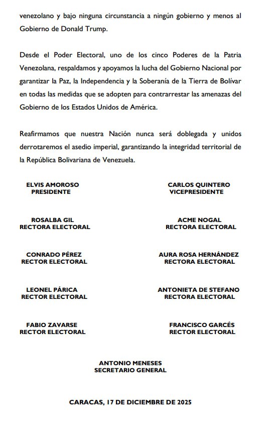 El Poder Electoral de Venezuela.