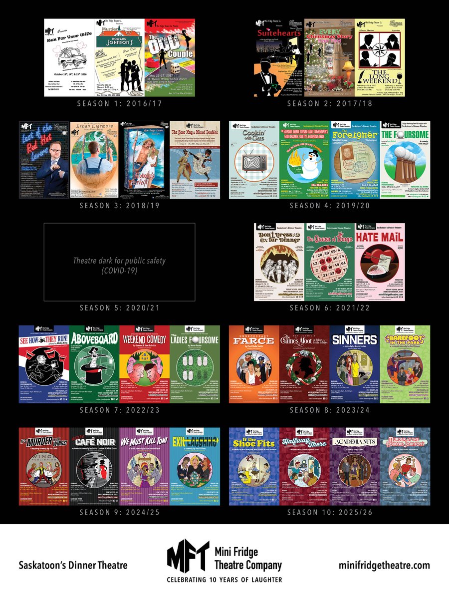 The best holiday gift?🎁 10 seasons of laughter with YOU, #Saskatoon!

MFT Season Pass holders received a commemorative poster featuring every show we’ve staged—plus a glimpse of our final Season 10 show.🎭

minifridgetheatre.com

#YXE #DinnerTheatre #SK #Sask #Comedy