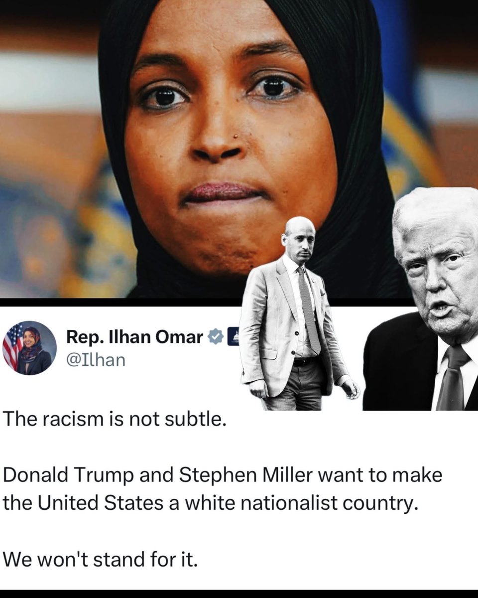 cecegkh's tweet image. Ilhan Omar and members of the Somali community are ready to confront President Trump, Stephen Miller, and ICE over policies blocking additional Somali immigration and enforcing deportations. Omar calls these measures racist, accuses Trump and Miller of white nationalism, and vows…