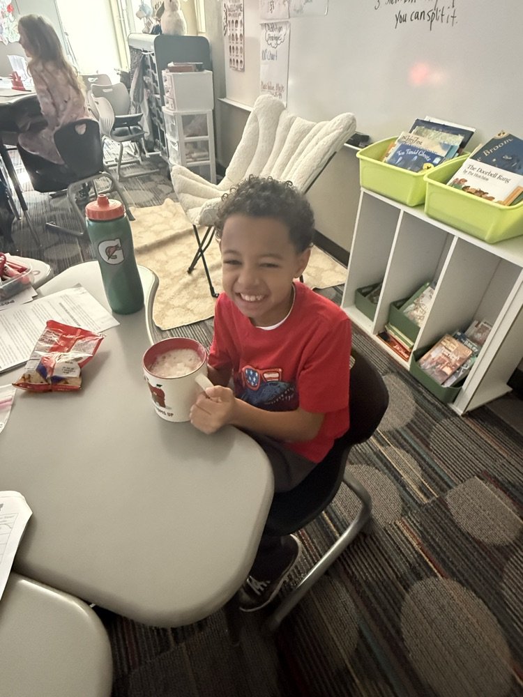 Mrs. Martin's class solved a math mystery involving a selfish elf, and celebrated with hot cocoa!