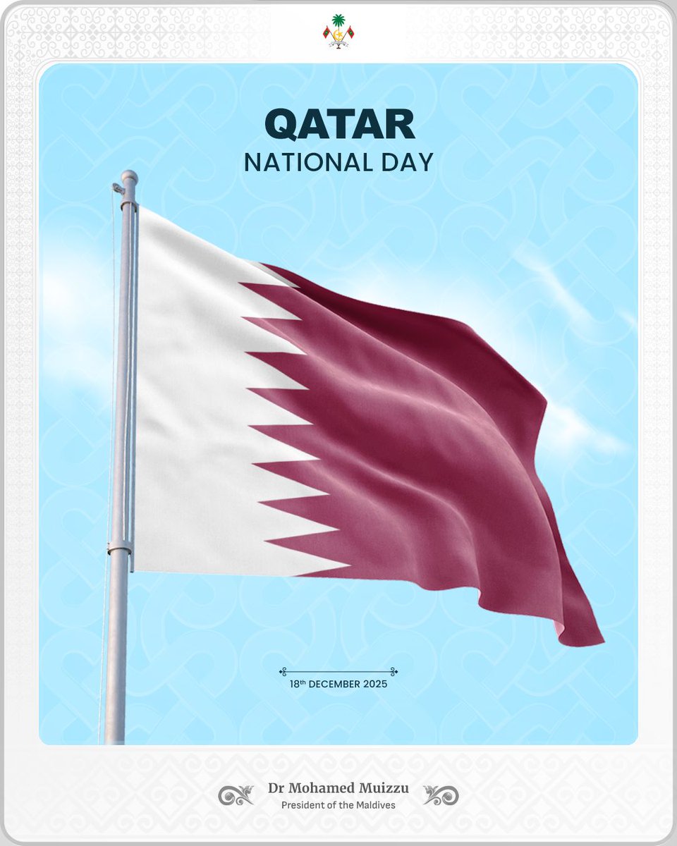 It gives me great pleasure to convey the warmest greetings and best wishes of the Government and the people of the Maldives to His Highness Sheikh <a href="/TamimBinHamad/">تميم بن حمد</a>, Amir of Qatar, His Excellency Sheikh @MBA_AlThani, Prime Minister of Qatar, the government and the brotherly people