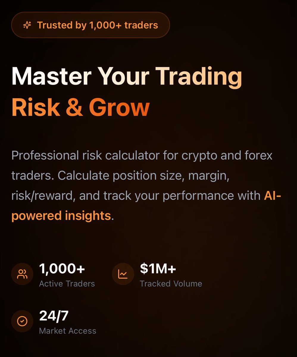 Introducing ivishX ⚡️
Tools for traders &amp; prediction markets.

Risk &amp; leverage calculators (up to 1000x), position sizing for perps, and utilities for Polymarket.

Built while trading. Built to reduce mistakes.

🔗 ivishX.com

Comment “access” 👀

More tools 🔜